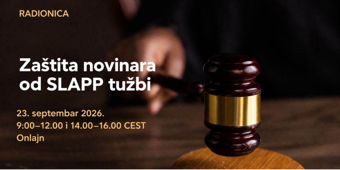 Poziv za prijave na vebinar o zaštiti novinara od SLAPP tužbi